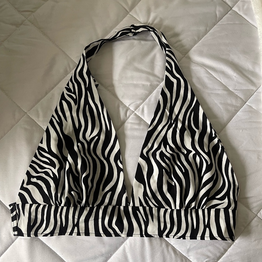SHEIN zebra print halter crop top